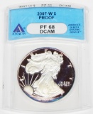 2007-W PROOF SILVER EAGLE - ANACS PF69 DCAM