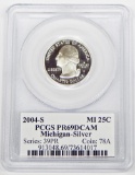 2004-S SILVER MICHIGAN STATE QUARTER - PCGS PR69 DCAM