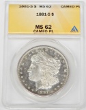 1881-S MORGAN DOLLAR - ANACS MS62 CAMEO PROOFLIKE