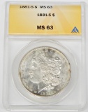 1881-S MORGAN DOLLAR - ANACS MS63