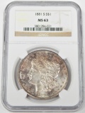 1881-S MORGAN DOLLAR - NGC MS63 - TONED