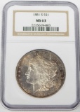 1881-S MORGAN DOLLAR - NGC MS63 - TONED