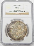 1883-O MORGAN DOLLAR - NGC MS63 - TONED