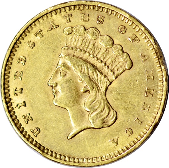 1859 LIBERTY HEAD $1 GOLD PIECE - XF DETAILS