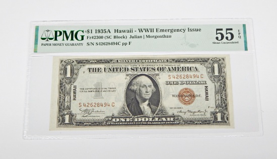 1935A $1 HAWAII OVERPRINT EMERGENCY ISSUE SILVER CERTIFICATE - FR# 2300 - PMG 55 EPQ