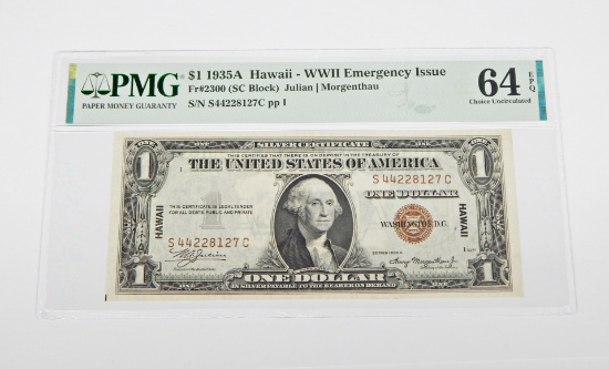 1935A $1 HAWAII OVERPRINT EMERGENCY ISSUE SILVER CERTIFICATE - FR# 2300 - PMG 64 EPQ