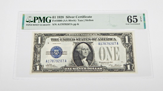 1928 $1 FUNNYBACK SILVER CERTIFICATE - FR# 1600 - PMG 65 EPQ