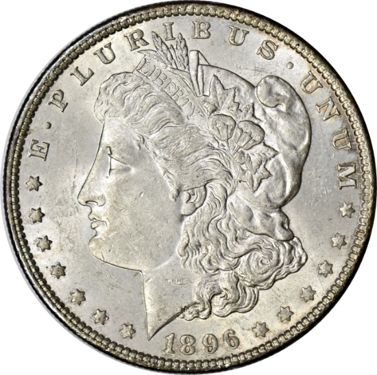 1896 MORGAN DOLLAR - NEARLY UNCIRCULATED, TONED