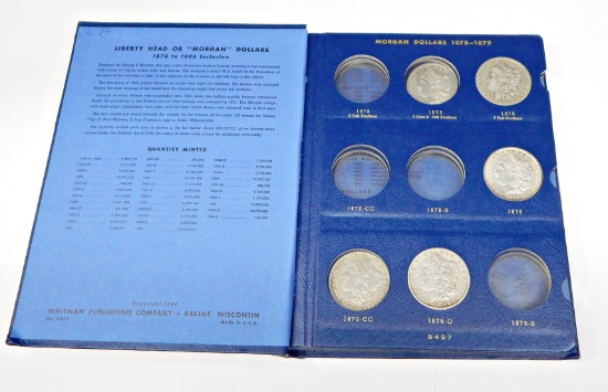 10 DIFFERENT MORGAN DOLLARS in WHITMAN ALBUM - 1878 7TF to 1886-O