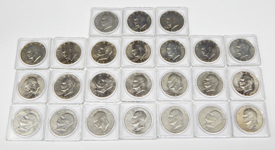 24 EISENHOWER DOLLARS in PLASTIC HOLDERS