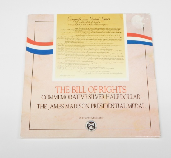 1993 BILL of RIGHTS SILVER HALF DOLLAR and JAMES MADISON PRESIDENTIAL MEDAL SET