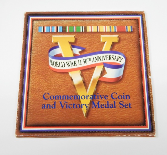 1995 WORLD WAR II 50th ANNIVERSARY COMMEMORATIVE COIN & VICTORY MEDAL SET
