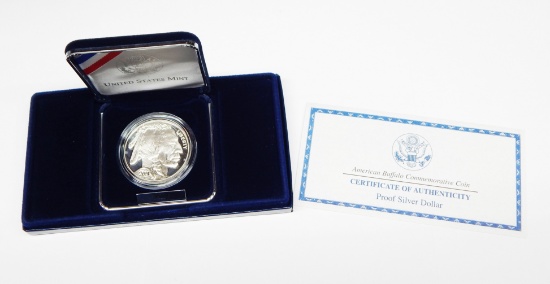 2001 AMERICAN BUFFALO PROOF SILVER DOLLAR in BOX with COA