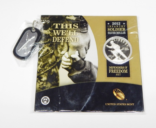 2012 INFANTRY SOLDIER PROOF SILVER DOLLAR DEFENDERS of FREEDOM SET - SEALED