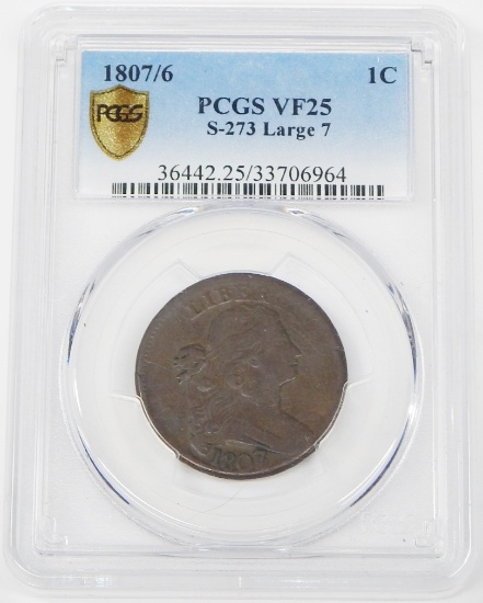 1807/6 LARGE CENT - S-273 LARGE 7 - PCGS VF25