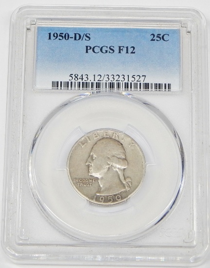 1950-D/S WASHINGTON QUARTER - PCGS F12