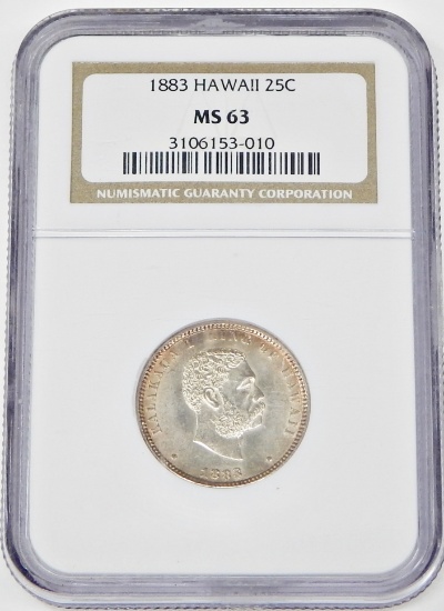 1883 HAWAII QUARTER - NGC MS63
