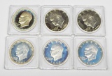 SIX (6) SILVER PROOF EISENHOWER DOLLARS in PLASTIC HOLDERS