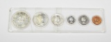 CANADA - 1964 SILVER UNCIRCULATED COIN SET in CLEAR HOLDER - 1.11 TROY OUNCES of SILVER