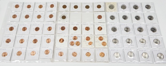 62 INDIAN & LINCOLN CENTS & JEFFERSON NICKELS in 2x2s - MOST ARE UNCIRCULATED