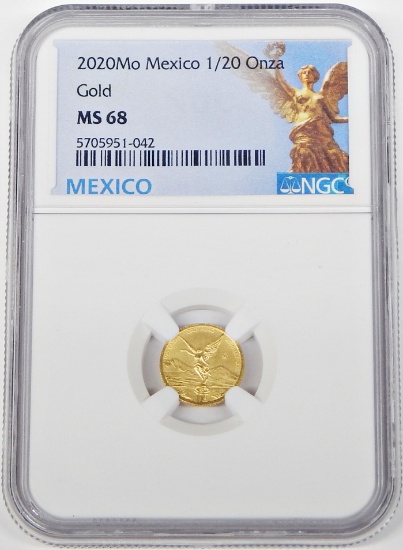 MEXICO - 2020 1/20 OZ GOLD ONZA - NGC MS68 - TINY MINTAGE of 700