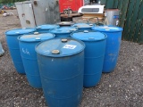 Lot of 9 Plastic 55 Gallon Drums