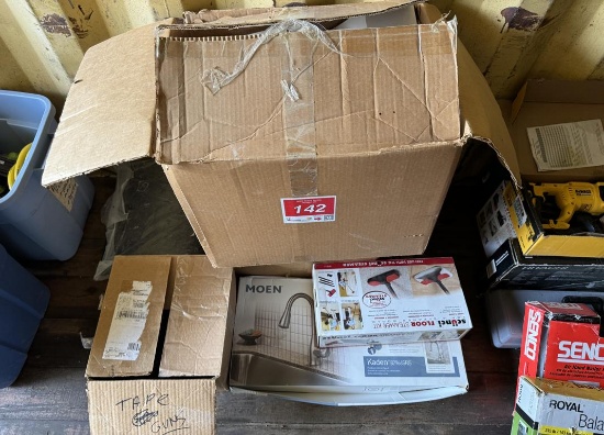 Misc Lot of Door Nobs, Sink Faucet & Stemware