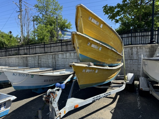 Three  16' Fiber, Row Boats, On Trailer