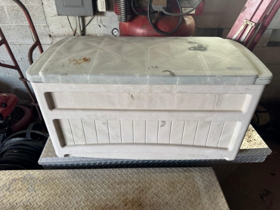 Storage Tote with Tie-Down Straps and Cords