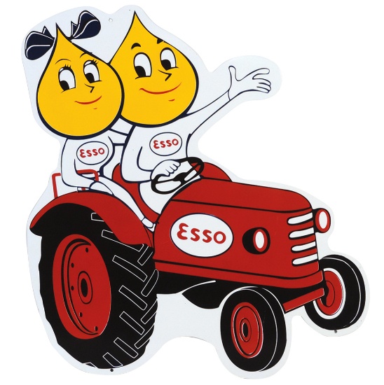 Petroliana Sign, Esso tractor w/trademark figures,