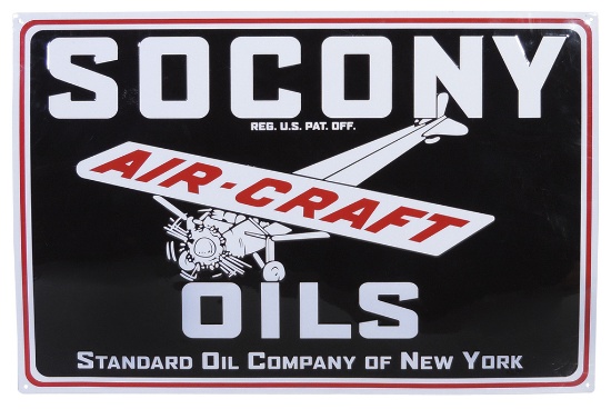 Petroliana Sign, Socony Air-Craft Oils, embossed tin