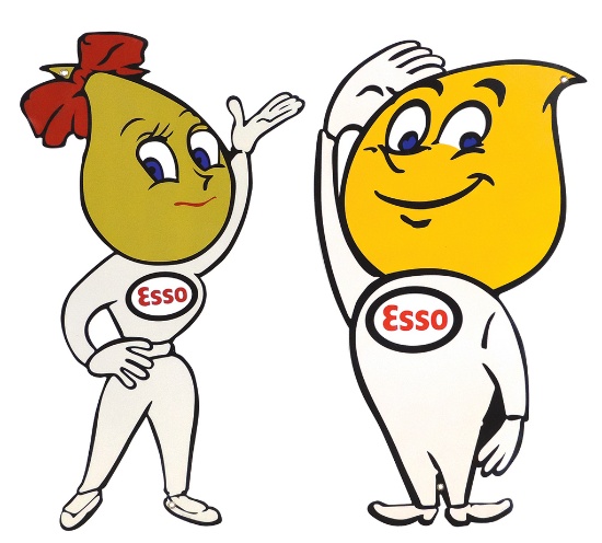Petroliana Signs (2), Esso trademark figures, painted