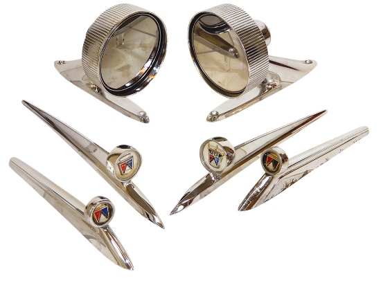 Hood Ornaments & Mirrors (6), Ford, 2 matching pairs of