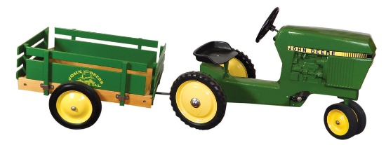 Child's Pedal Tractor & Stake Side Wagon, John Deere