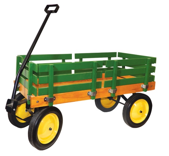 Child's Coaster Wagon, John Deere, oak bed