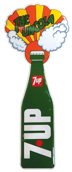 Soda Fountain Sign, 7Up The Uncola, embossed litho on