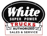Automotive Sign, White Super Power Trucks, double-sided