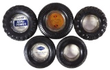 Advertising Tire Ashtrays (5), rubber w/glass inserts