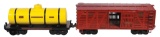 Toy Buddy L Outdoor Railroad Oil Tanker & Stock car