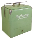 Picnic Cooler, Dr. Pepper, embossed metal w/orig tray,