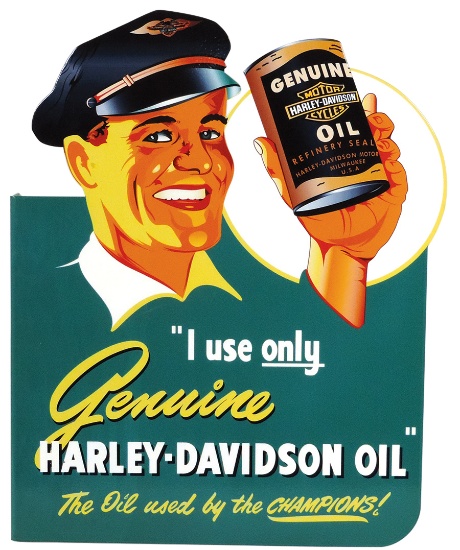 Sign, Harley-Davidson Motorcycle Oil, contemporary double-sided diecut 12 g