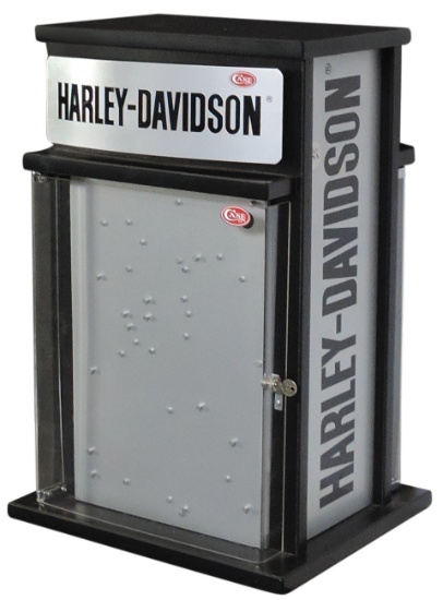 Harley-Davidson Case Knives Display, 2-sided metal & plastic w/locking plex
