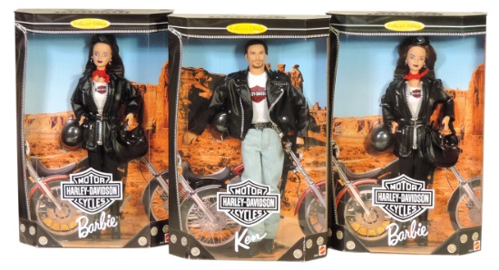 Harley-Davidson Barbie & Ken Dolls (3), 1998 Mattel, 2 Barbie & 1 Ken dress