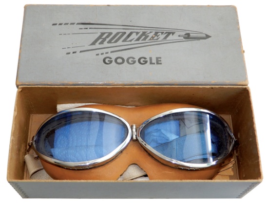 Rocket Goggles for Motorcyclists & Aviators in orig box, clear & blue lense