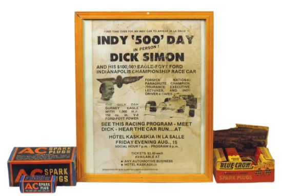 Automobile Indy 500 (3), Dick Simon placard, c.1970s (short tears & stains)
