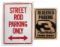 Novelty Garage Signs (2), plastic & wood, new in packaging, largest 18