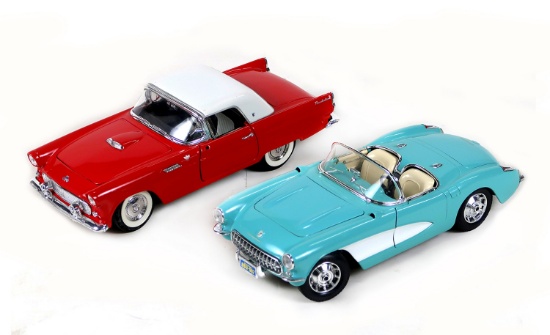 Toy Scale Models (2), Bburago 1957 Chevy Corvette, Road Tough & 1955 Ford T