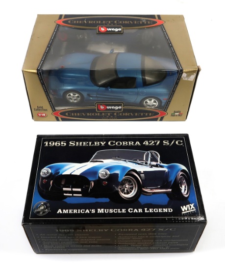 Toy Scale Models (2), WIX Filters 1065 Shelby Cobra 427 S/C & Bburago Chevr
