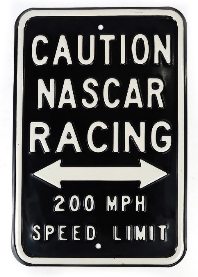 Nascar Speed Limit Sign, embossed steel, Exc cond, 18"H x 12"W.