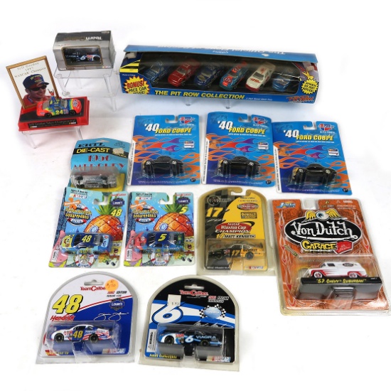 Nascar & Street Rod Miniatures (13), mfgd by various makers, die-cast, most